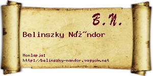 Belinszky Nándor névjegykártya